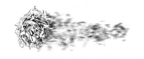 recortes de papel formando una esfera con estela