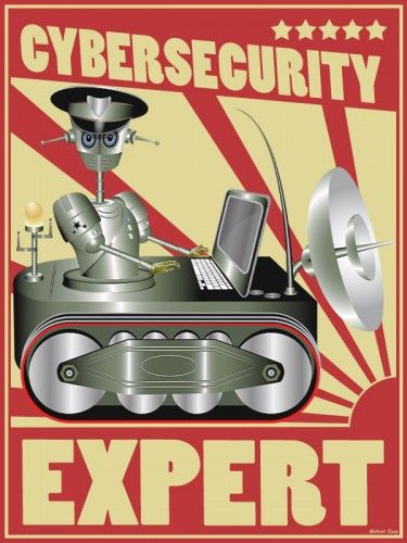 ilustracion de robot ejerciendo funciones en ciber seguridad