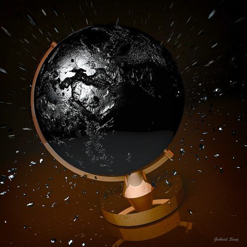 Desintegracion de globo terrestre negro